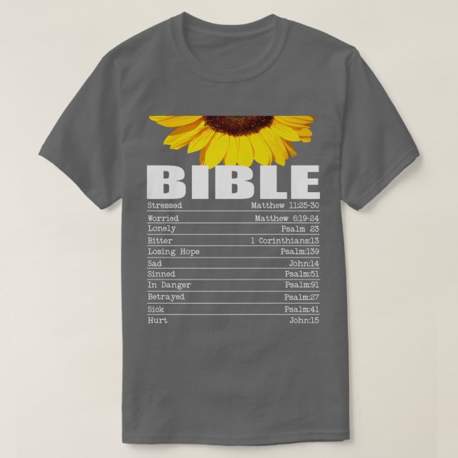 Camiseta Bible Emergency Numbers Hotline Christian Sunflowe (Frente do Design)