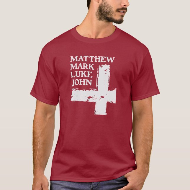 CAMISETA BÍBLIA - 4 GOSPELOS - MATTHEW MARK LUKE JOHN - JES (Frente)