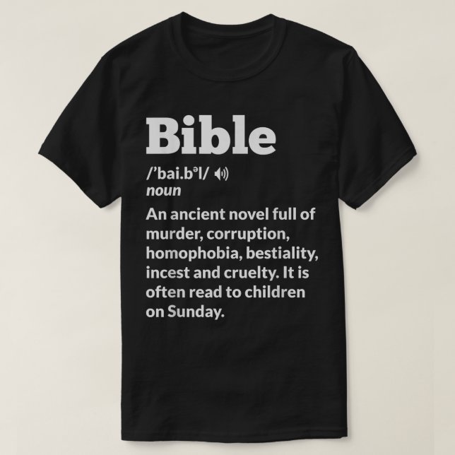 Camiseta Bíblia Ateísta Anti-Religião Engraçado (Frente do Design)