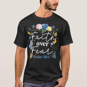 Camiseta Bíblia Cristã Versa Fé Sobre Medo Manteiga Flor