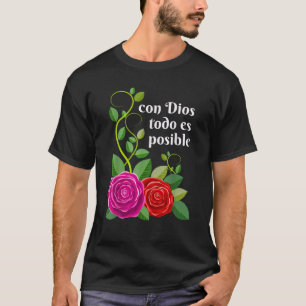 Camiseta Bíblia Cristã Verse em Espanhol Con Dios Todo Es