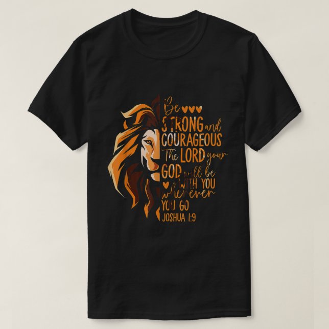 Camiseta Bíblia Cristã Verse Joshua 19 Lion (Frente do Design)