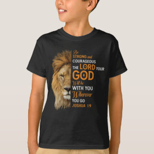 Camiseta Bíblia Cristã Verse Joshua 1 9 Leão Fé