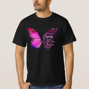 Camiseta Bíblia Cristã Verse Proverbs 31 25 Borboleta Ela