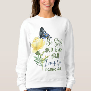 Camiseta Bíblia Cristã Verse Psalm 4610 Flor Borboleta