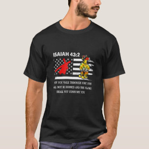 Camiseta Bíblia Cruzada de Bombeiros de Linha Vermelha fina