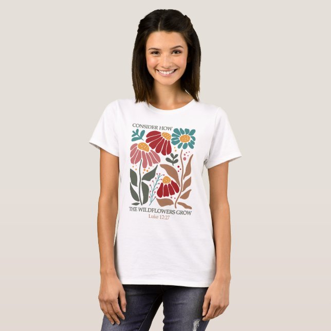 Camiseta Bíblia de flores silvestres Verso (Frente Completa)