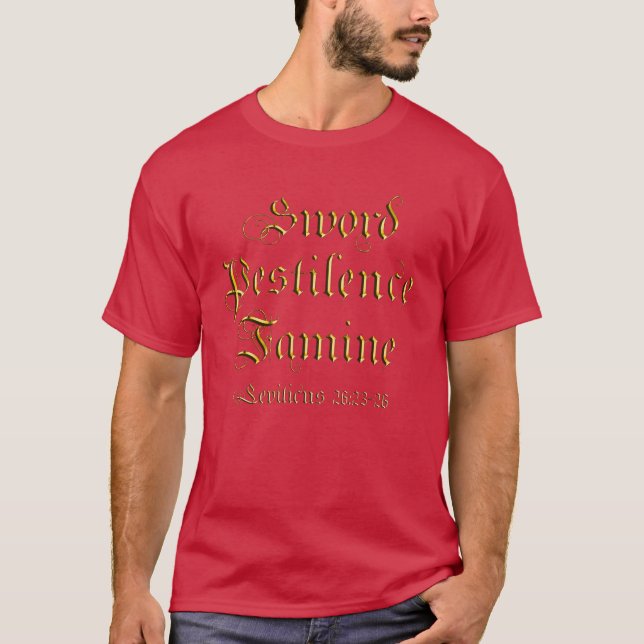Camiseta Bíblia de Letra Gótica com Cotação Dourada de Meta (Frente)