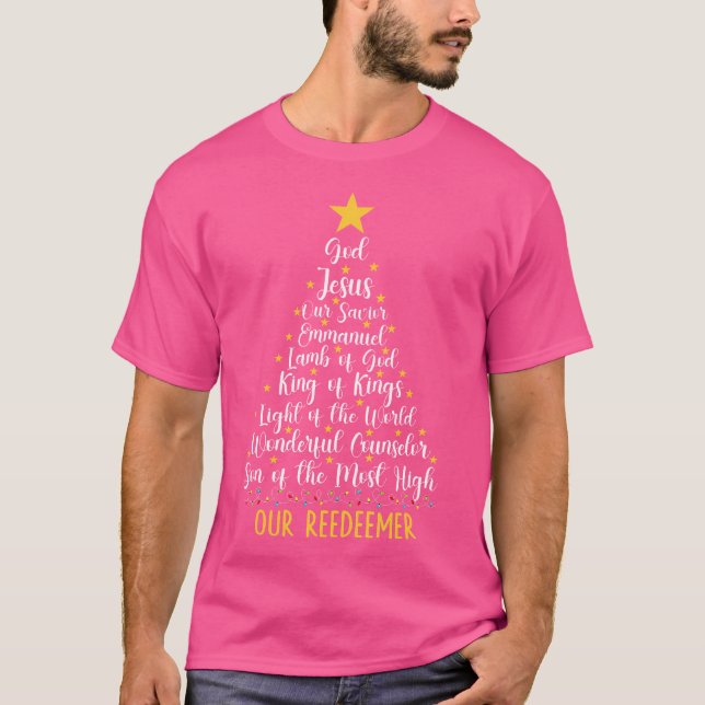 Camiseta Bíblia De Natal Cristã Versos Nomes De Jesus Tre (Frente)