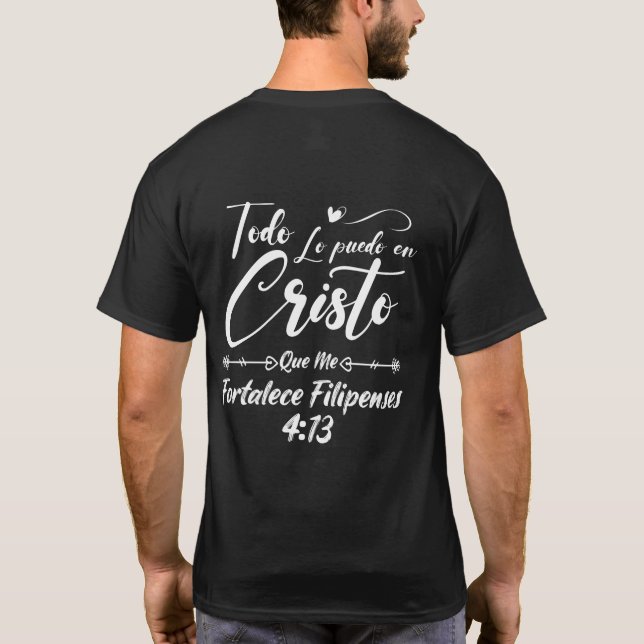 Camiseta Bíblia Religiosa Cristã Verse 4 13 Philippians (Verso)