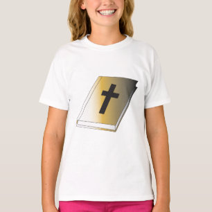 Camiseta Bíblia Sagrada Dourada com Cruz Preta Religiosa