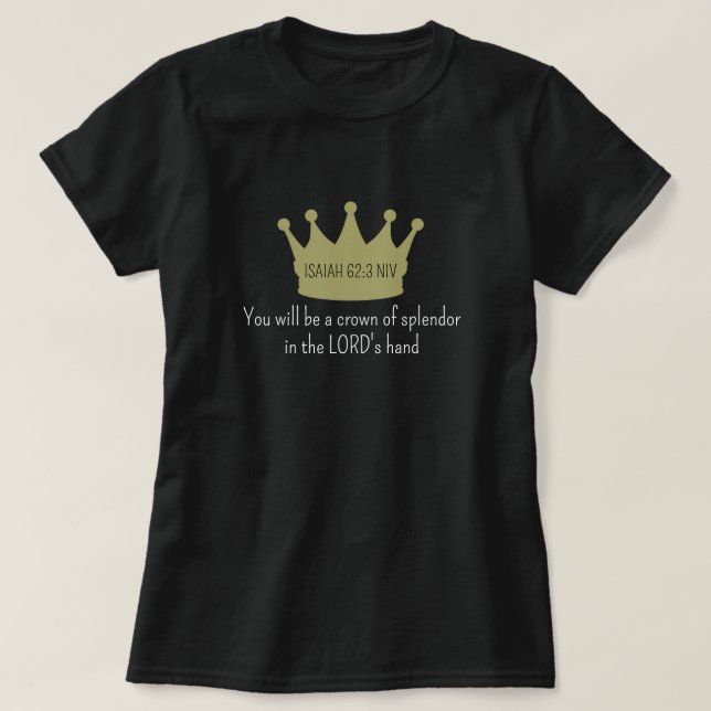 Camiseta Bíblia Versa Fé Cristã Dourada e Negra (Frente do Design)