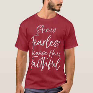 Camiseta Bíblia Verse Citação Ela é Sem Coro porque Ele