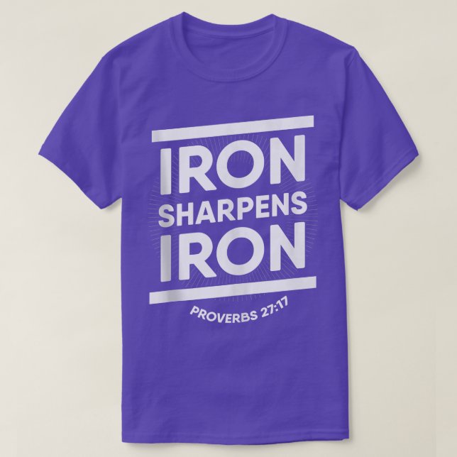 Camiseta Bíblia Verse Proverbs 2717 Ferro Sharpens Iron Chr (Frente do Design)