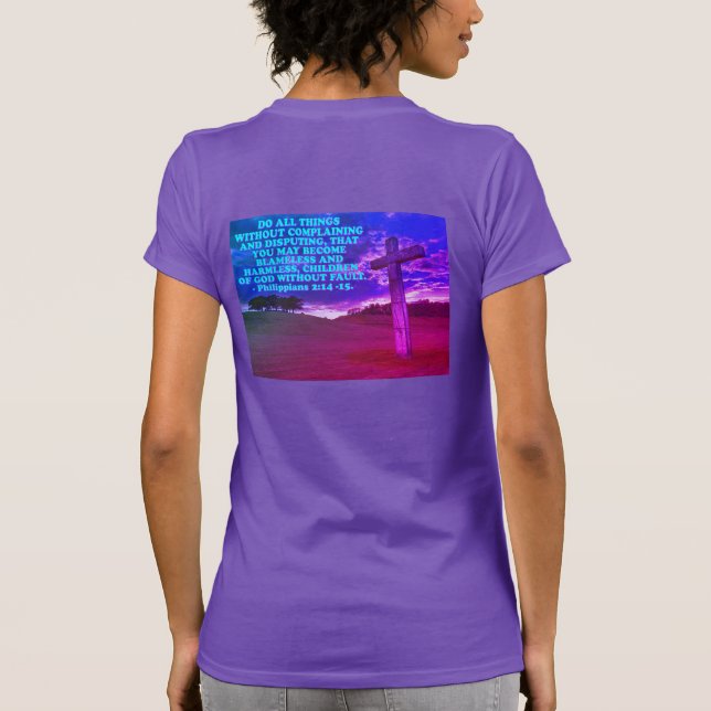 Camiseta Bíblia verso de Philippians 2:14-15. (Verso)