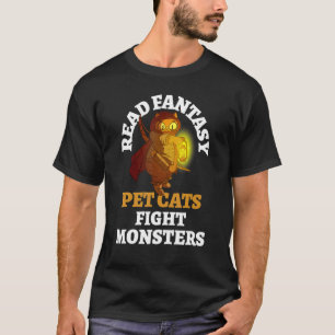 Camiseta Bibliografia Fantasia de Bookworm Monstro de Gatos