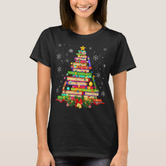 Camiseta Biblioteca de Árvore do Natal Biblioteca do Xmas L