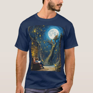 Camiseta Biblioteca de Árvore Fantasy Cute Boy