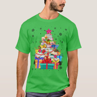 Camiseta Biblioteca de Árvore Xmas Lights Tree Book Lover L