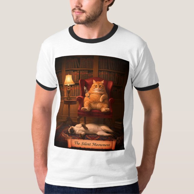 Camiseta Biblioteca De Gatos Engraçada Folha De Meowbooks S (Frente)