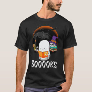 Camiseta Biblioteca de Halloween do Livro Boo Leitura Boooo