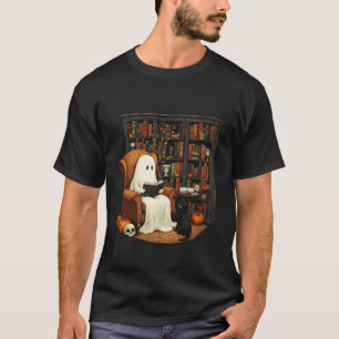 Camiseta Biblioteca de Leitura Aconchegante Fantasma Gato P