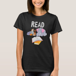 Camiseta Biblioteca de Professores Lê Piggie Elephant Pig d