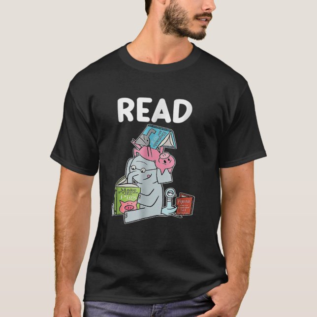 Camiseta Biblioteca de Professores Lê Piggie Elephant Pig d (Frente)