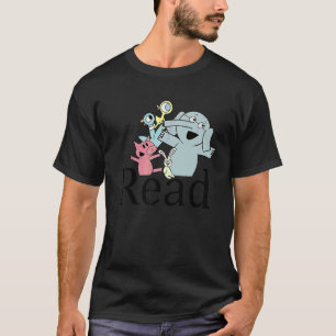 Camiseta Biblioteca de Professores Lê Piggie Elephant Pig d