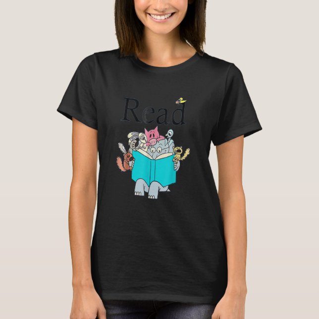 Camiseta Biblioteca de Professores Lê Piggie Elephant Pig d (Frente)