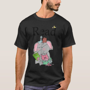 Camiseta Biblioteca de Professores Lê Piggie Elephant Pig d