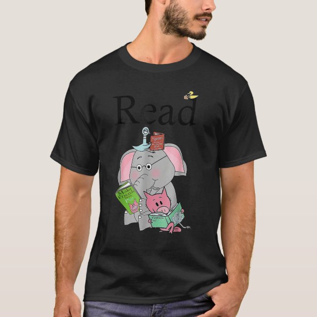 Camiseta Biblioteca de Professores Lê Piggie Elephant Pig d (Frente)