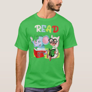 Camiseta Biblioteca de Professores Lê Piggie Elephant Pig d