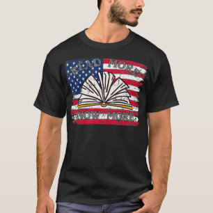 Camiseta Biblioteca Escolar Patriótica Bandeira Americana F