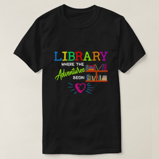 Camiseta Biblioteca onde começa a aventura (Frente do Design)