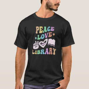 Camiseta BIBLIOTECA PEACE LOVE Escola de Groové Retro-Bibli