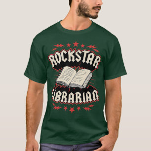 Camiseta Biblioteca Rock Star Bibliotecarian Cute Funny Tre