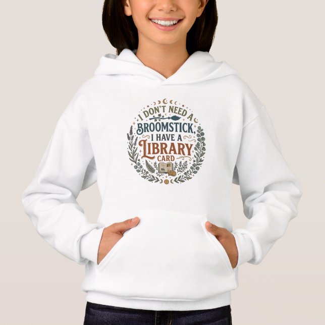 Camiseta Bibliotecária Bruxa Cartão da Biblioteca Amante de (Frente)