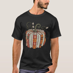 Camiseta Bibliotecária de mulheres lendo abóbora de livros 