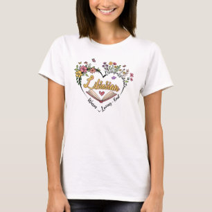 Camiseta Bibliotecário Compaixão - Design de Coração Floral