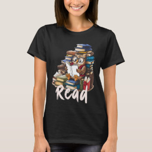 Camiseta Bibliotecário Do Livro De Leitura Da Coruja-Do-Pov