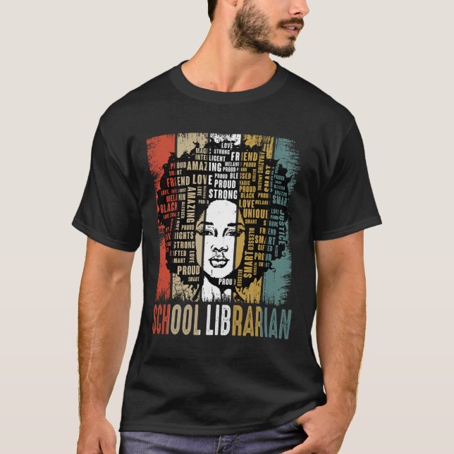 Camiseta Bibliotecário Escolar Afro Americano Negro Históri (Frente)