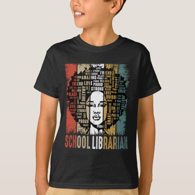 Camiseta Bibliotecário Escolar Afro Americano Negro Históri (Frente)