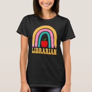 Camiseta Bibliotecário Lápis Arco-Íris Mulheres Volta às Au