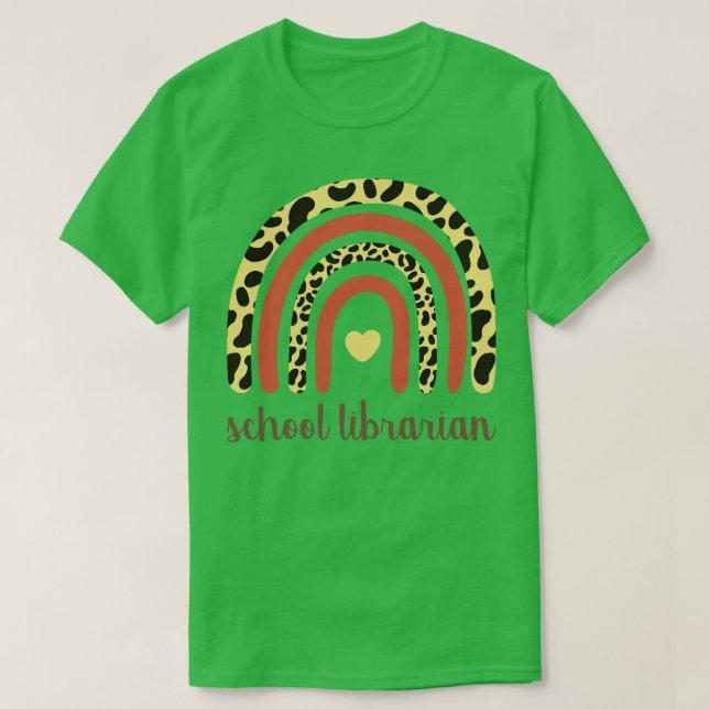 Camiseta Bibliotecas Escolares II Leopard Imprime arco-íris (Frente do Design)