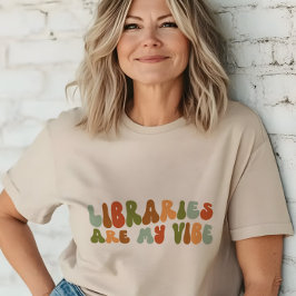 Camiseta Bibliotecas Retro-Groovy São Minha Visão, Bibliote