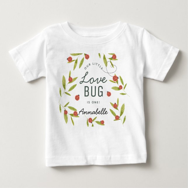 Camiseta Bichinhos de Amor Joaninhas e Folhas Aniversário (Frente)