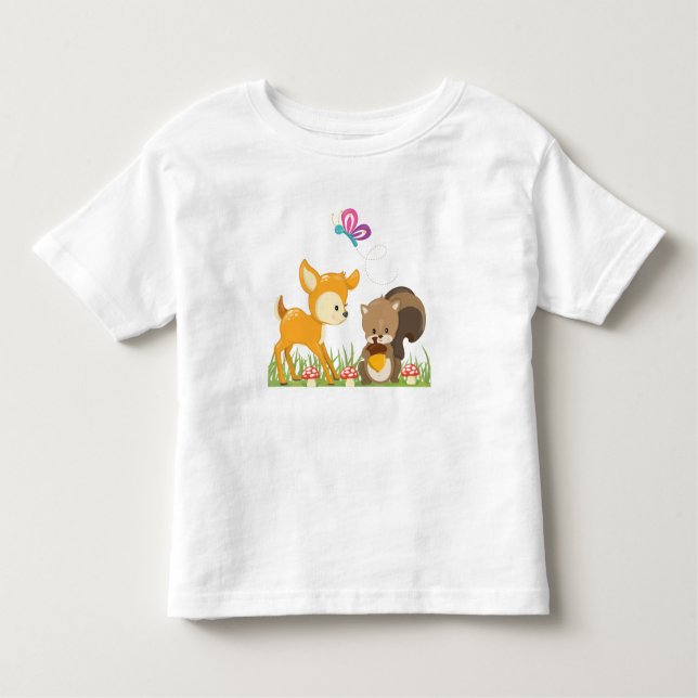 Camiseta Bicho de Branca de Animais Florestais (Frente)