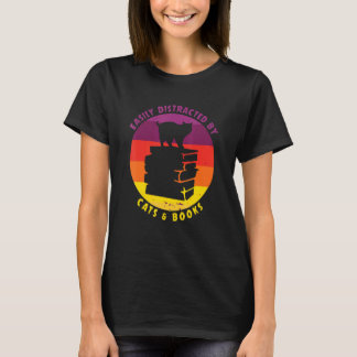 Camiseta Bicho De Livro Gato  Facilmente Distraído Por Gato
