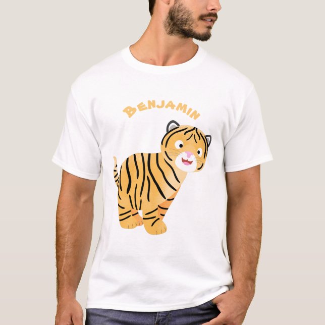Camiseta Bicho de tigre feliz e bonito (Frente)